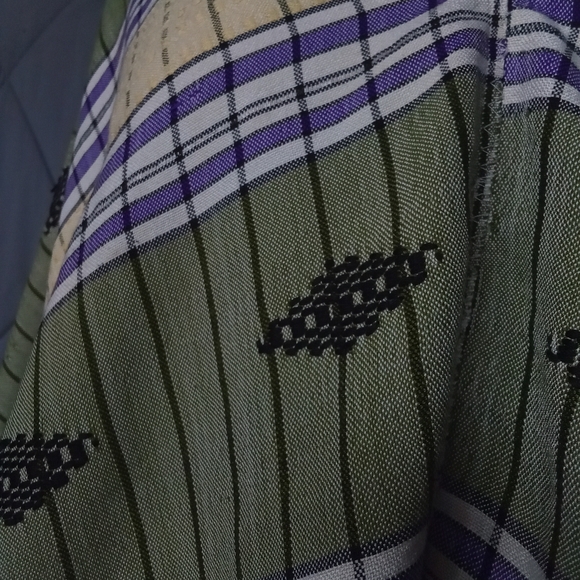 Large Multi Colored Poncho Stripes & Tassels V Neck Style Purple Green Yellow - Picture 8 of 10